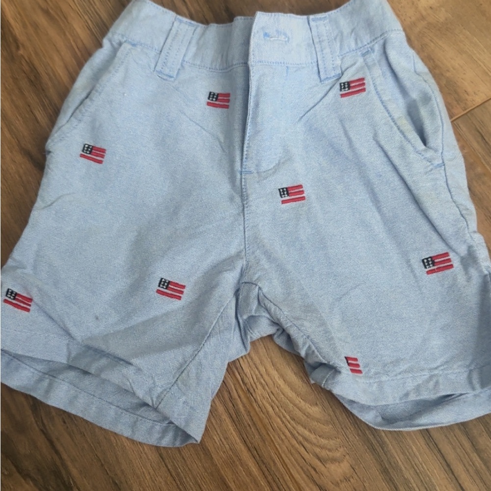 Toddler Boy Light Blue Flag Print Shorts